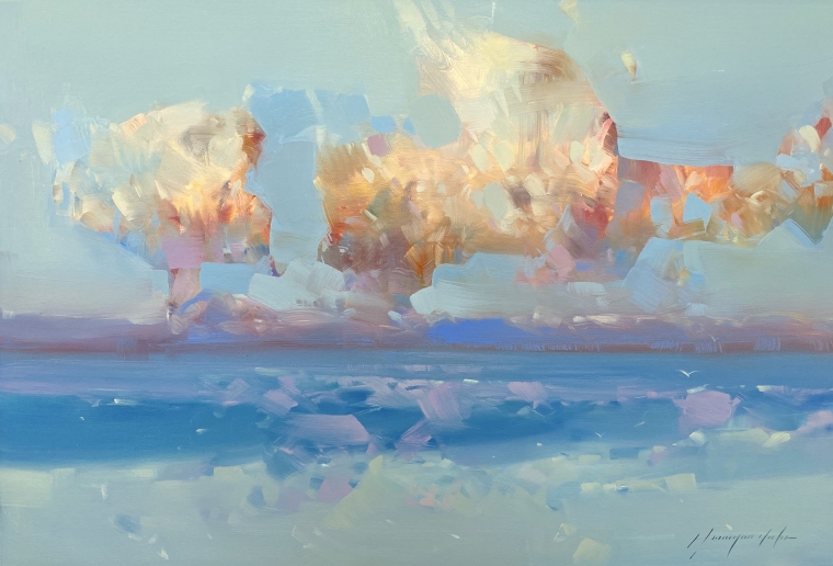 Ocean Clouds, Original oil Painting, Handmade artwork, One of a Kind                 